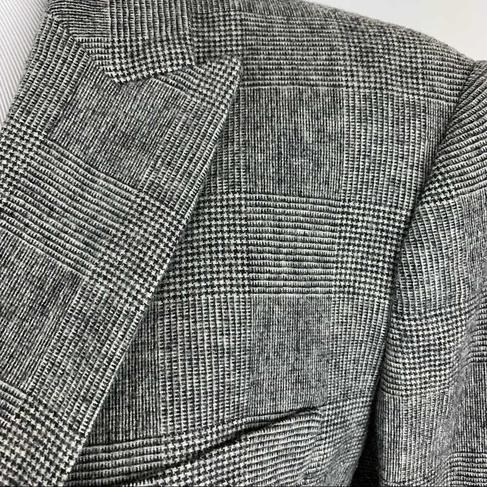 ZARA Black Plaid Double Breasted Blazer Medium - Picture 5 of 16